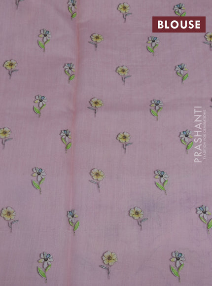 Banarasi silk saree peach shade with allover zari woven brocade weaves and floral digital printed border