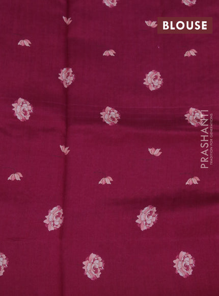 Banarasi silk saree magenta pink with allover zari woven brocade weaves and floral digital printed border