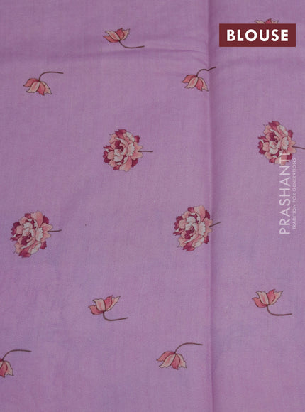 Banarasi silk saree lotus pink with allover zari woven brocade weaves and floral digital printed border