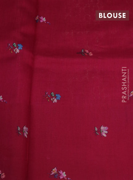 Banarasi silk saree dark pink with allover zari woven brocade weaves and floral digital printed border