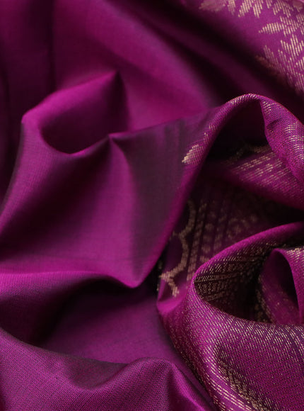 Pure soft silk saree dark magenta pink with zari woven floral buttas and rettapet zari woven border