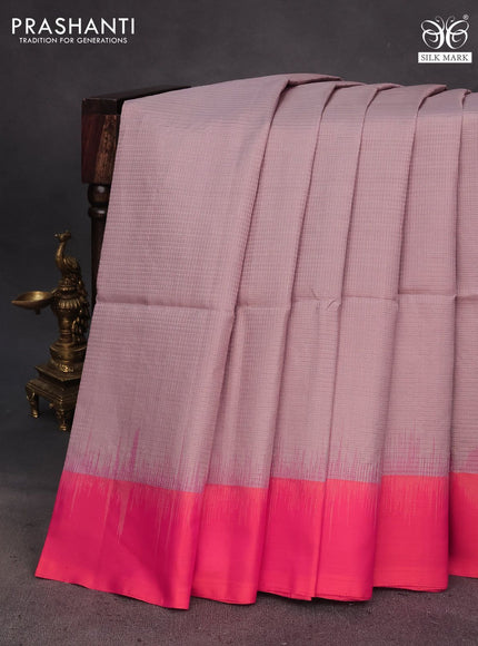 Pure soft silk saree pastel brown and dual shade of pinkish orange with allover small zari checked pattern and simple border