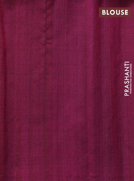 Pure soft silk saree green and dark magenta pink with plain body & jute finish and temple design border