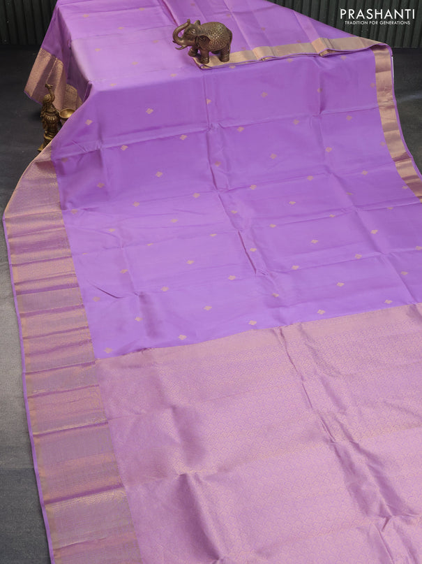 Pure kanchipuram silk saree lavender shade with zari woven buttas and zari woven border