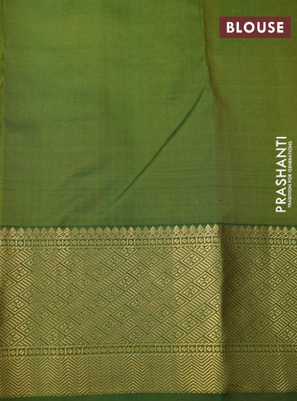 Pure kanchipuram silk saree mustard shade and green with zari woven buttas and zari woven border