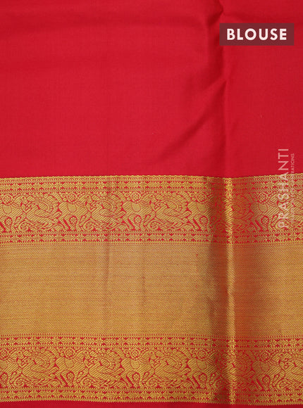 Pure kanchipuram silk saree mustard yellow and red with zari woven buttas and zari woven border