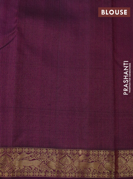 Pure soft silk saree dual shade of pinkish orange and purple with allover zari woven buttas and zari woven border