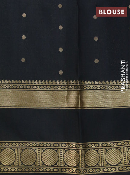 Pure soft silk saree purple and black with annam zari woven buttas and long rettapet zari woven border