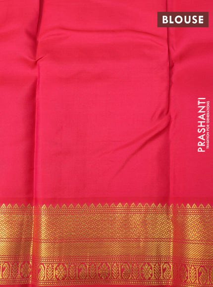 Pure kanchipuram silk saree teal blue and red with zari woven buttas and zari woven korvai border