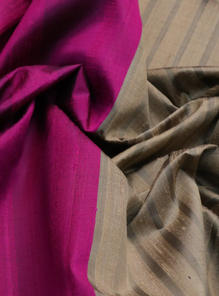 Pure soft silk saree purple and elaichi green with plain body & jute finish and temple design border