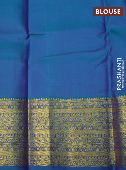 Pure kanchipuram silk saree deep violet and dual shade of cs blue with zari woven buttas and zari woven border