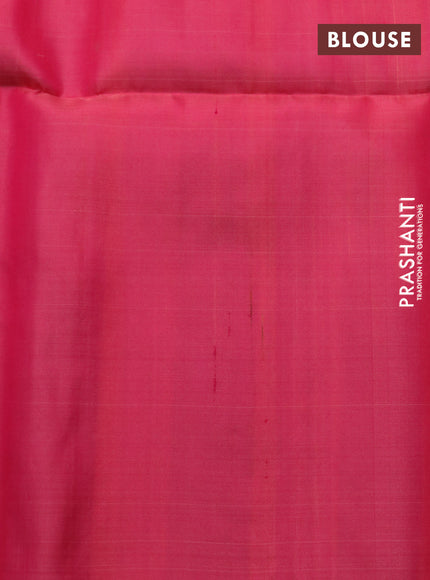 Pure soft silk saree yellow and dual shade of pink with plain body & jute finish and temple design border