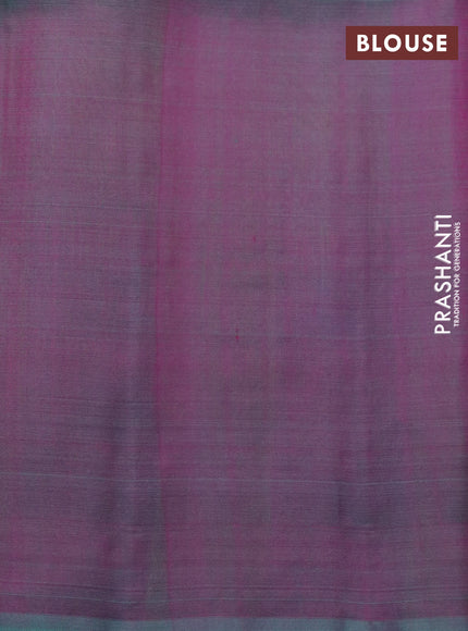 Pure soft silk saree light green and dual shade of magenta pink with plain body & jute finish and temple design border