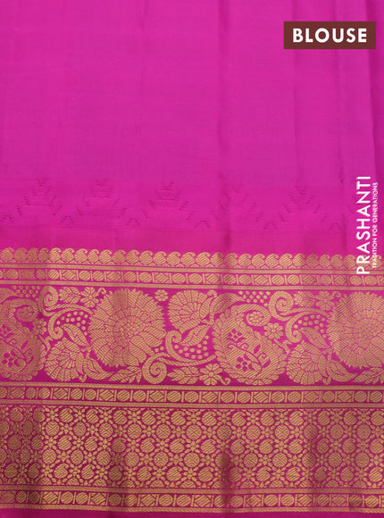 Pure gadwal silk saree light green and pink with allover zari checked pattern & zari buttas and long zari woven border