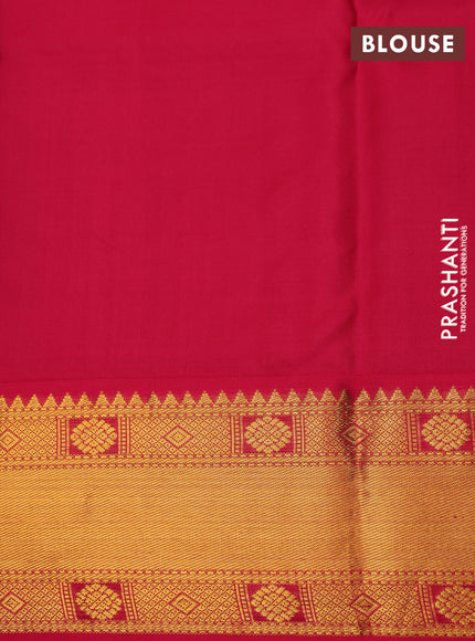 Pure kanchipuram silk saree blue and pink with zari woven buttas and zari woven korvai border