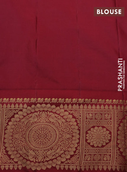 Pure gadwal silk saree cs blue and maroon with annam zari woven buttas and zari woven border