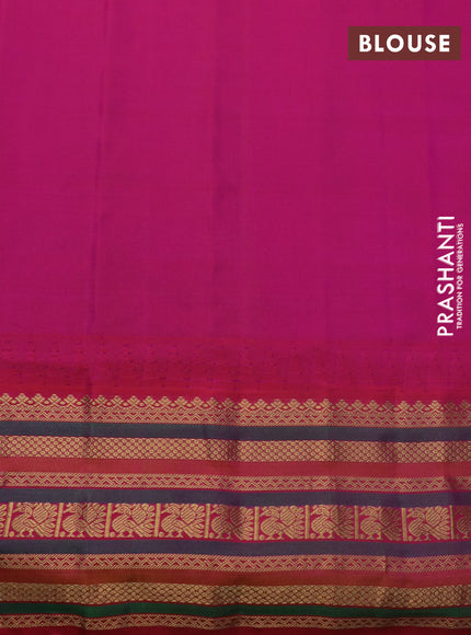 Pure gadwal silk saree blue and dual shade of pink with allover annam zari woven buttas and zari woven border