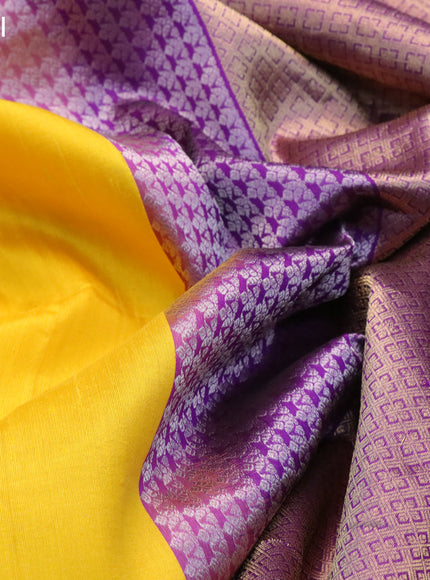 Pure raw silk saree yellow and yellow shade with zari woven buttas and zari woven butta border