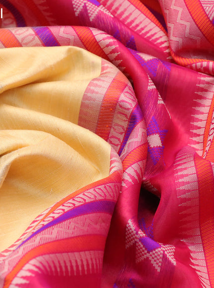 Pure raw silk saree sandal and pink with allover floral zari woven buttas and silver zari woven border