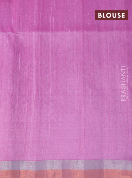 Pure raw silk saree mustard yellow and light pink with silver & copper zari woven buttas and zari woven border