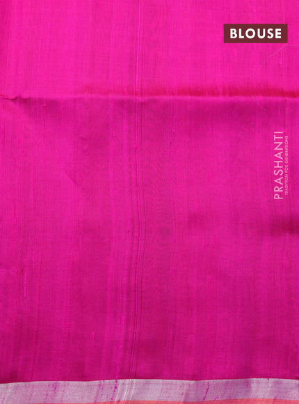 Pure raw silk saree grey and pink with silver & copper zari woven buttas and zari woven border