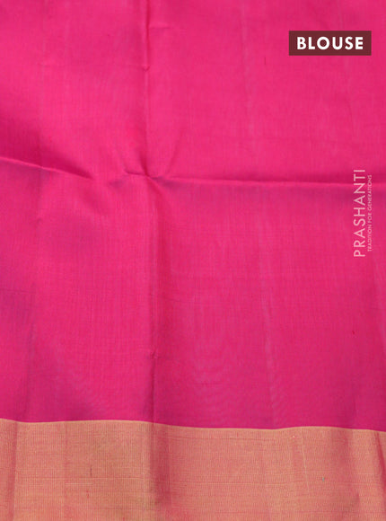 Pure raw silk saree light blue and pink with silver & gold zari woven buttas and zari woven border