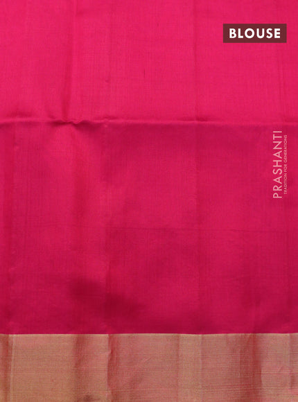 Pure raw silk saree sandal and pink with silver & gold zari woven buttas and zari woven border