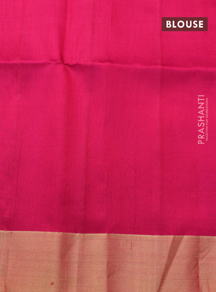 Pure raw silk saree dark beige and pink with silver & gold zari woven buttas and zari woven border