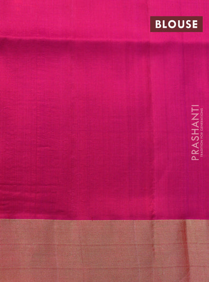 Pure raw silk saree purple and pink with silver & gold zari woven buttas and zari woven border