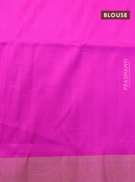 Pure raw silk saree peacock green and pink with thread & zari woven buttas and zari woven border