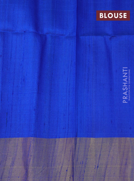 Pure raw silk saree cs blue and blue with allover zari checks and zari woven border