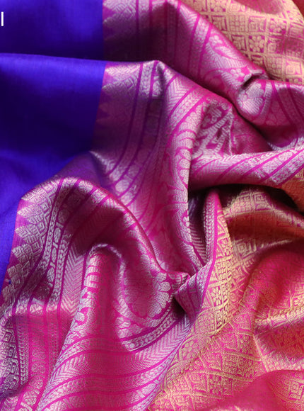 Pure raw silk saree blue and pink with zari woven buttas and zari woven border