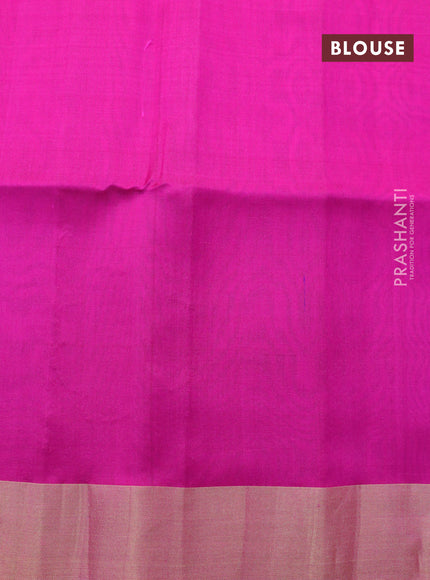 Pure raw silk saree blue and pink with zari woven buttas and zari woven border