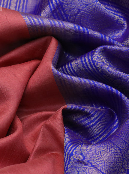 Pure raw silk saree peach shade and blue with zari woven buttas and zari woven border