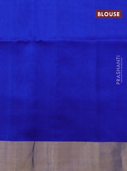 Pure raw silk saree peach shade and blue with zari woven buttas and zari woven border