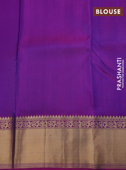 Pure kanchipuram silk saree blue and purple with allover zari weaves and zari woven border