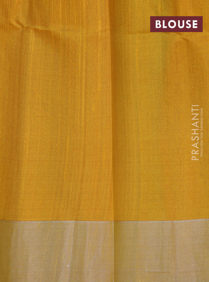 Pure raw silk saree light blue and mustard yellow with allover silver zari weaves & buttas and silver zari woven border