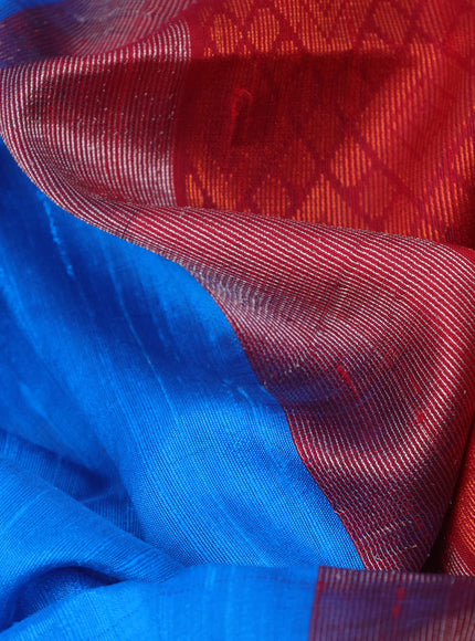 Pure raw silk saree cs blue and maroon with silver & copper zari woven buttas and zari woven border