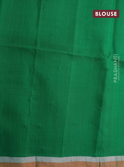 Pure raw silk saree maroon and green with silver & copper zari woven buttas and zari woven border