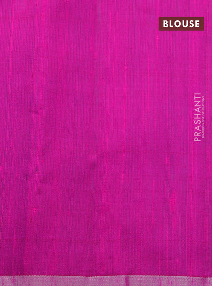 Pure raw silk saree teal blue and pink with silver & copper zari woven buttas and zari woven border