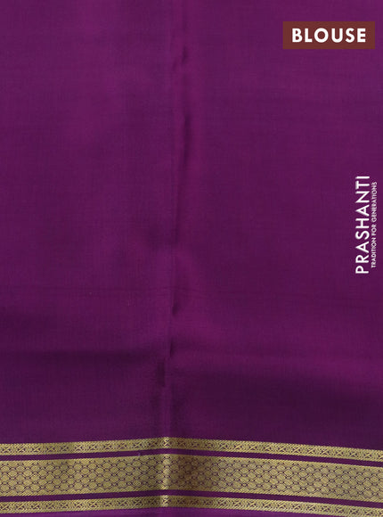 Pure mysore silk saree light pink and purple with kalamkari digital prints and long rettapet zari woven border