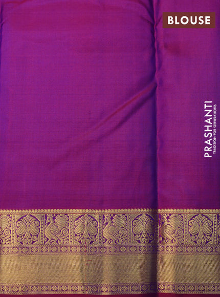 Pure kanchipuram silk saree blue and maroon with zari woven buttas and zari woven border