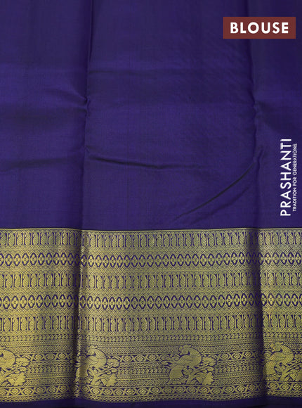 Pure kanchipuram silk saree dark blue with peacock zari woven buttas and zari woven border