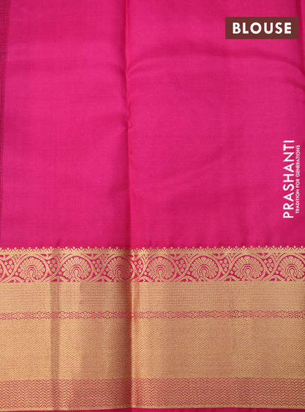 Pure kanchipuram silk saree green and pink with zari woven buttas and zari woven border