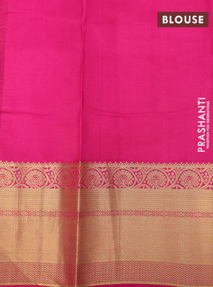 Pure kanchipuram silk saree pista green and pink with zari woven buttas and zari woven border