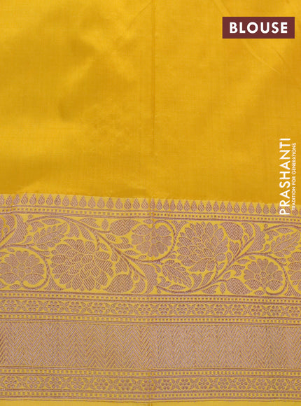 Banarasi katan silk saree purple and yellow with zari woven floral buttas and zari woven border