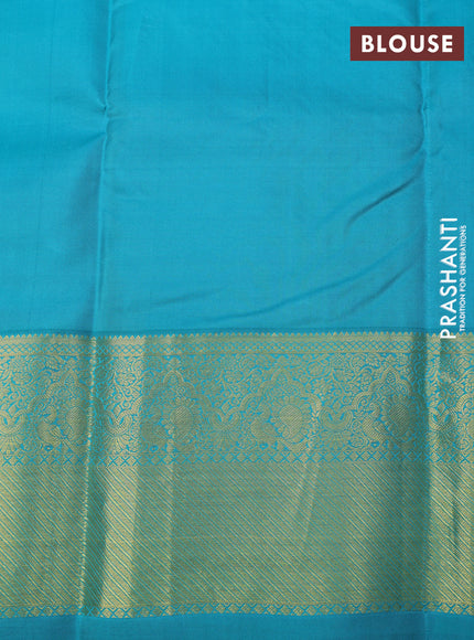 Pure kanchipuram silk saree light green and teal green with zari woven buttas and zari woven border