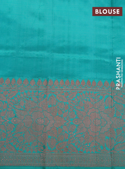 Banarasi katan silk saree pink and teal green with zari woven floral buttas and zari woven border