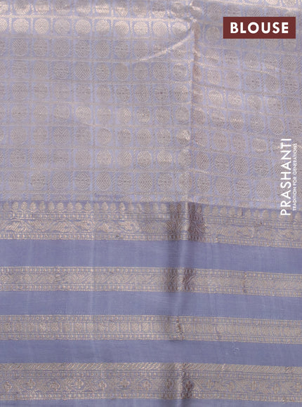 Banarasi katan silk saree pink and pastel grey with zari woven buttas and zari woven border