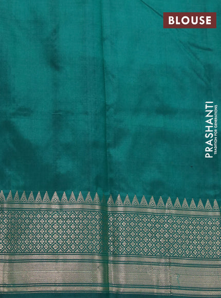 Banarasi katan silk saree green with silver & gold zari woven buttas and zari woven border